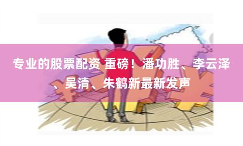 专业的股票配资 重磅！潘功胜、李云泽、吴清、朱鹤新最新发声